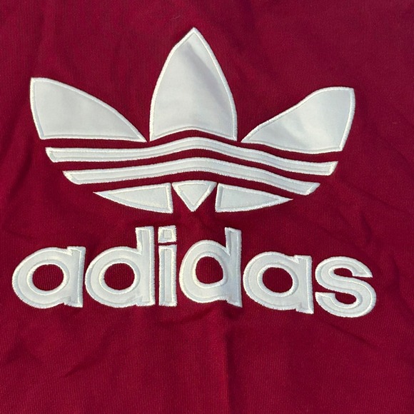 Adidas Women's 1/4 Zip Pullover Sweatshirt Red 3 Stripe Trefoil Logo‎ - Picture 3 of 6